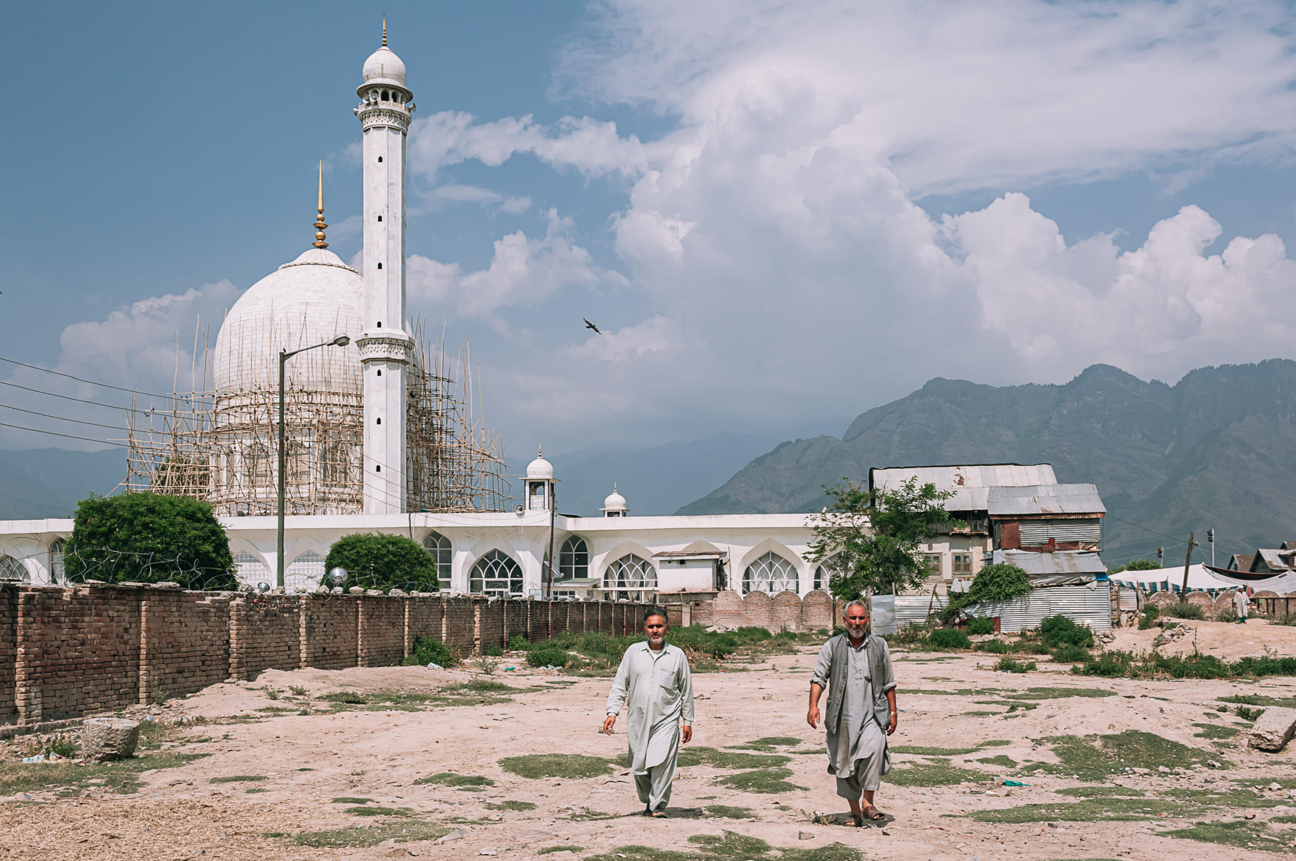 Outside Hazratbal Shrine, believed to house relics related to the Prophet Muhammad, PBUH